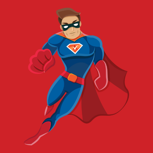 Activation Hero character - a caped superhero dedicated to fighting for gig workers who have been wrongfully deactivated from rideshare and delivery platforms