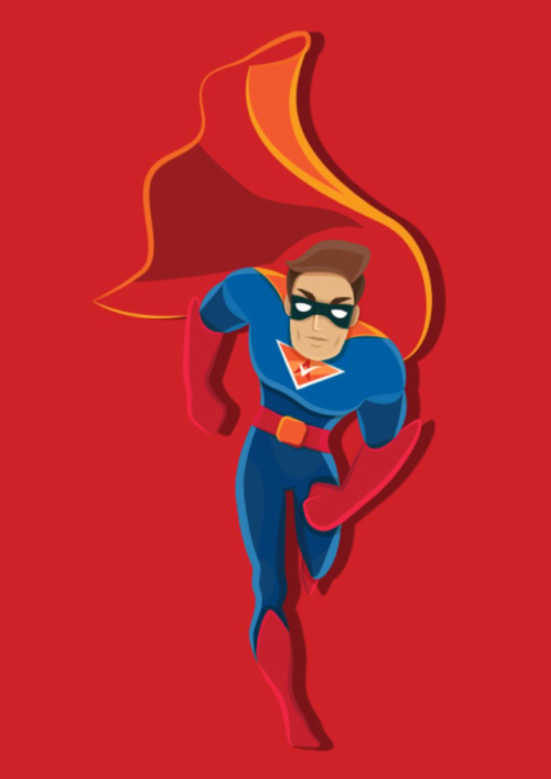 Activation Hero superhero flying into action to rescue deactivated gig workers and restore their driving accounts